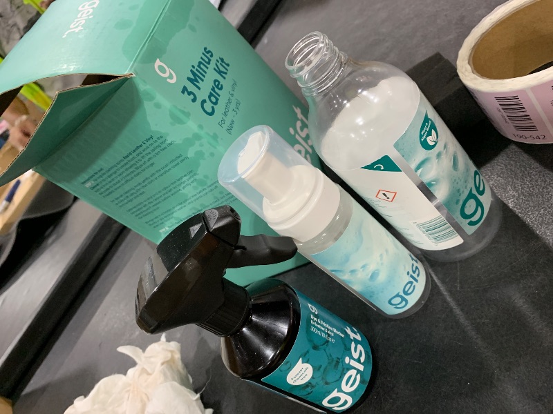 Photo 1 of Geist. 3 Minus Care Kit for Leather & Vinyl | Clean and Shield from dye Transfer & Abrasion Damage | for car Interior, Furniture, Apparel, Shoes and Bags(Only Dye & Fiction Blocker has Liquid) 