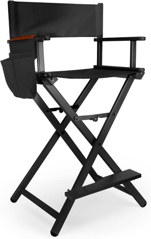 Photo 1 of 30" Height Tall Directors Chair Folding Makeup Chair, with Replacement Cover Canvas, Portable Footrest, Support 250 lbs, Aluminum Makeup Artist Chair for Artist Barber
