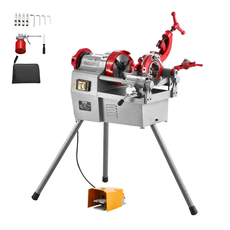 Photo 1 of VEVOR Electric Pipe Threader Machine, 750W 28RPM Threading Cutting Machine, 1/2 to 2 inch Pipes Threading Cutter Tool with Foot Pedal for Plumbing, Automotive Repairs, Metalworking