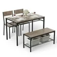 Photo 1 of 4 Piece Kitchen Dining Table with 2 Chair and Bench for Small Space Grey