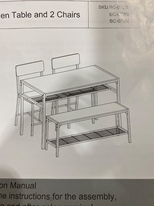 Photo 1 of 4 Piece Kitchen Dining Table with 2 Chair and Bench for Small Space Grey