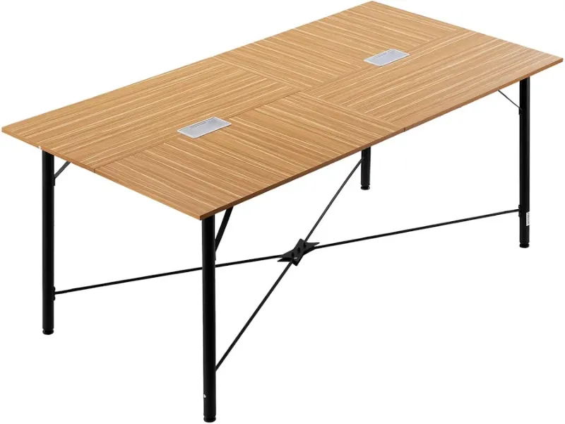 Photo 1 of VEVOR - 6 ft Conference Table, Rectangular Office Meeting Desk for 6-8 People, Modern Design with Sturdy Metal Legs - Brown