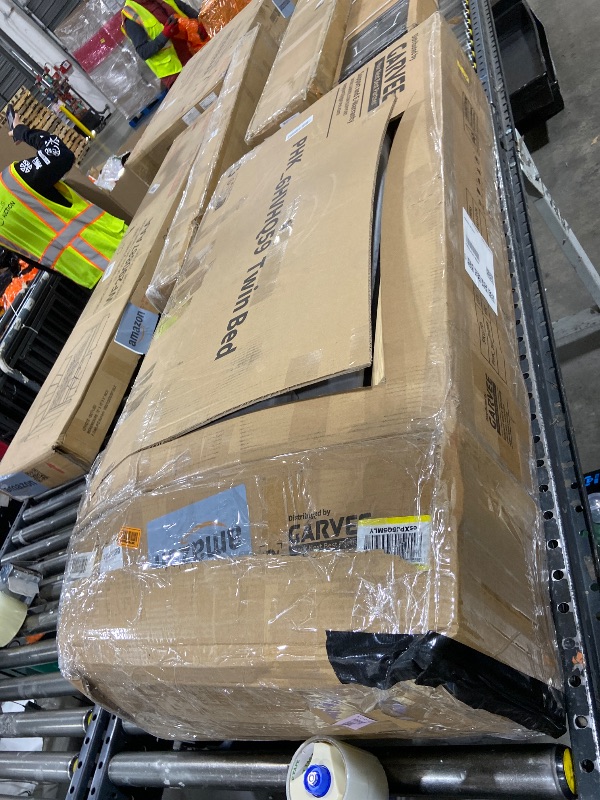 Photo 1 of Garvee Twin Grey Velvet Bed Frame Vertical Channel Tufted Wingback