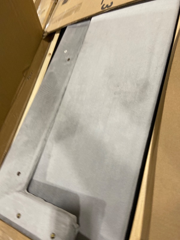 Photo 1 of Garvee Twin Grey Velvet Bed Frame Vertical Channel Tufted Wingback