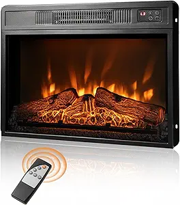 Photo 1 of GOFLAME 23-Inch Electric Fireplace Insert, 1400W Recessed Fireplace Heater with Remote Control, Thermostat, 3 Flame Brightness, 6H Timer, Overheat Protection, Freestanding Fireplace for Living Room