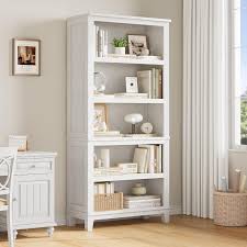 Photo 1 of  Garvee 5 Tier Bookcase, Farmhouse Book Shelf with Storage, Tall Book Case Wooden 5 Shelf Bookcase for Home Office, Living Room, Bed Room (White, 67.4" H x 31.5" W x 12.8" D)