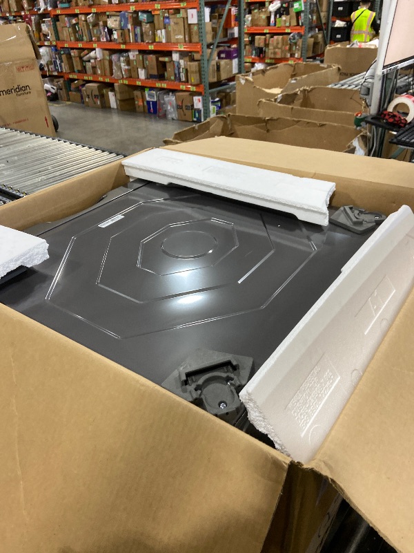 Photo 1 of SAMSUNG 27-Inch Washer Dryer Pedestal Stand w/ Pull Out Laundry Storage Drawer, Stainless Steel, WE402NP/A3, Platinum