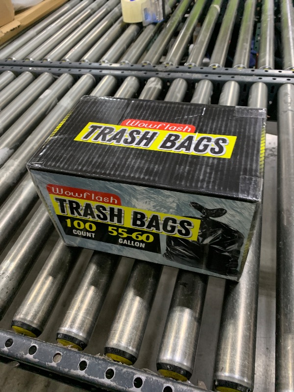 Photo 1 of 100 Count 55-60 Gallon Trash Bags, Sturdy & Tear-Resistant Commercial Can Liners 55 Gallon, Large Garbage Bags, Large Black Trash Bags for Commercial, Lawn and Leaf Bags
