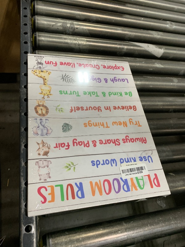 Photo 1 of Playroom Rules Canvas Wall Art,Playroom Essentials Framed Canvas Print Painting for Kids Room Classroom Preschool Nursery Wall Decor 12x15inch