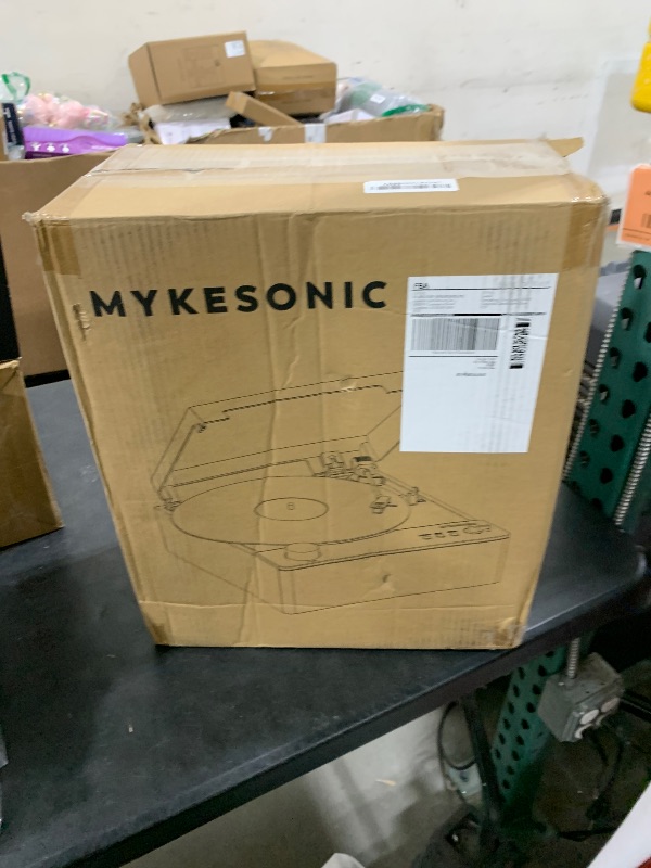 Photo 1 of Fully Automatic Record Player Bluetooth, MYKESONIC Belt Drive Vinyl Turntable, Magnetic AT-3600L Cartridge, Bluetooth in & Out, Hi-Fi Stereo Speakers, Aux in Headphone, RCA Out, Anti-Resonance - Blue