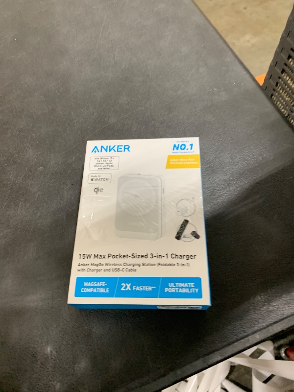 Photo 1 of Anker Prime 3-in-1 Wireless Charging Station, MagSafe Charger Stand Compatible, Qi2.2 25W Certified Palm-Sized Foldable Charger for iPhone 17/16, Apple Watch, AirPods (Non-Battery, Adapter Included)