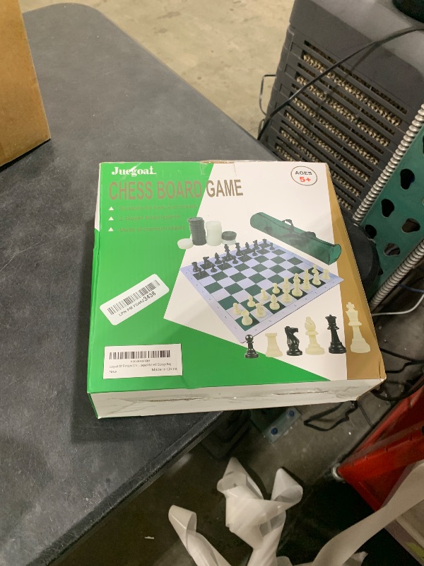 Photo 1 of Juegoal 20" Portable Chess & Checkers Set, 2 in 1 Travel Board Games for Kids and Adults, Folding Roll up Chess Game Sets, Extra 26 Checker Pieces, Tournament Thick Mousepad Mat with Storage Bag