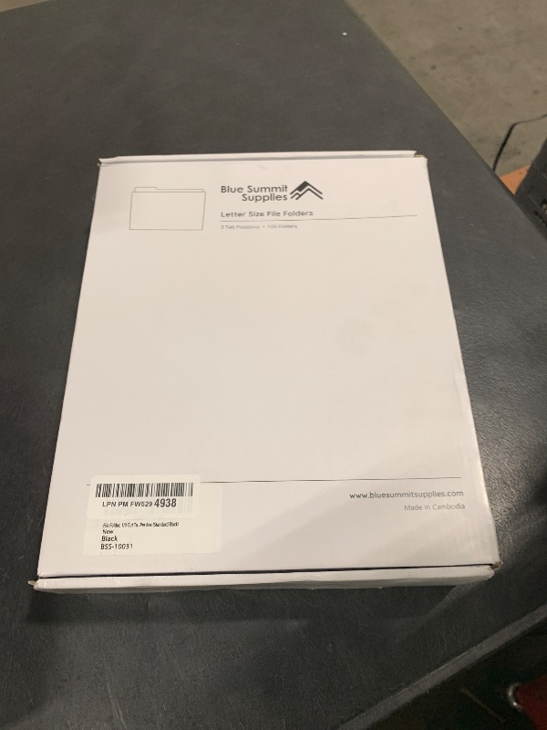 Photo 1 of 100 Blue Summit Supplies Black File Folders - Letter Size File Folders with 1/3 Cut Tabs, Durable 11pt Black Paper, Holds Letter Size Documents, 100 Pack