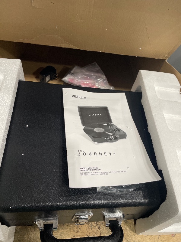 Photo 1 of Victrola Journey+ Bluetooth Suitcase Record Player – Built-in Speakers, 33-1/3, 45 & 78 RPM Vinyl Record Player, RCA Out, Headphone Jack, Wireless Streaming (Black)