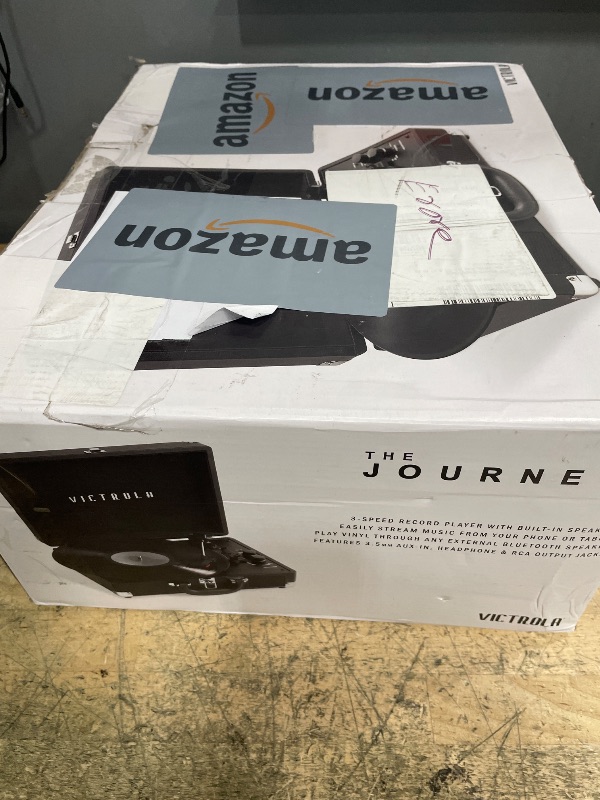 Photo 1 of Victrola Journey+ Bluetooth Suitcase Record Player – Built-in Speakers, 33-1/3, 45 & 78 RPM Vinyl Record Player, RCA Out, Headphone Jack, Wireless Streaming (Black)