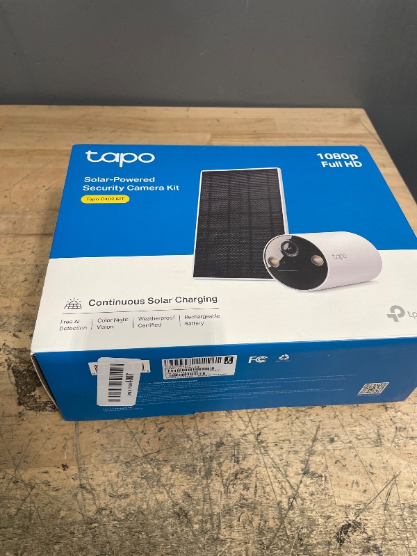 Photo 1 of ***MISSING PARTS***
Tapo TP-Link ???? SolarCam C402 Kit, Outdoor Battery Camera w/Solar Panel Base, Wireless, 1080P, Free Person Detection, SD/Cloud Storage, Color Night Vision, No Hub Needed, Works w/Alexa