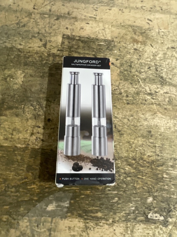 Photo 1 of [2 Pieces] Premium Stainless Steel Salt Grinder and Pepper Mill Set for Pepper Sea Salt Himalayan Salt and Spices with Thumb Button for One Hand Operation