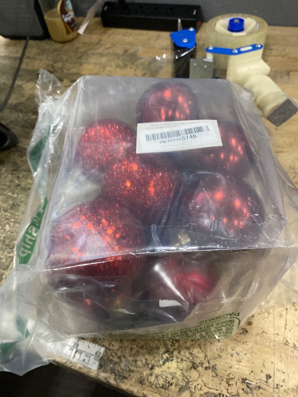 View 2 of 12PCS 3.15" Christmas Ball Ornaments Shatterproof Burgundy Christmas Tree Decorations Xmas Tree Balls Halloween Ornaments Décor