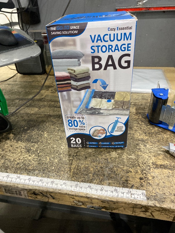 Photo 1 of 20 Pack Vacuum Storage Bags, Space Saver Bags (4 Jumbo/4 Large/4 Medium/4 Small/4 Roll) Compression for Comforters and Blankets, Sealer Clothes Storage, Hand Pump Included