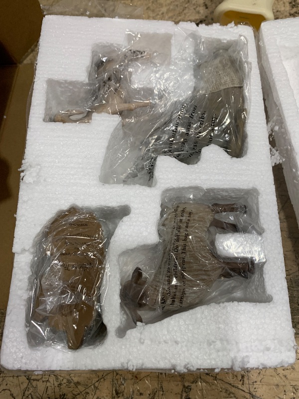 Photo 1 of **DAMAGED GOAT** Willow Tree Sheltering Animals for The Holy Family, Giving Watch, Warmth, Protection, Gray-White Standing Goat, Gray Donkey, 2 White Sheep, Sculpted Hand-Painted Nativity Scene Figures, 4-Piece Set