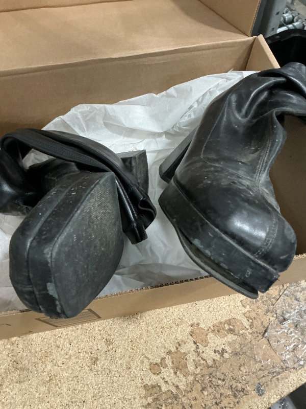 Photo 1 of Modatope Womens Boots Black Slouchy Fold Over Knee High Boots Chunky Heel Boots for Women Pointed Toe Tall Boots Dress Long Boots Shoes Size 9.5