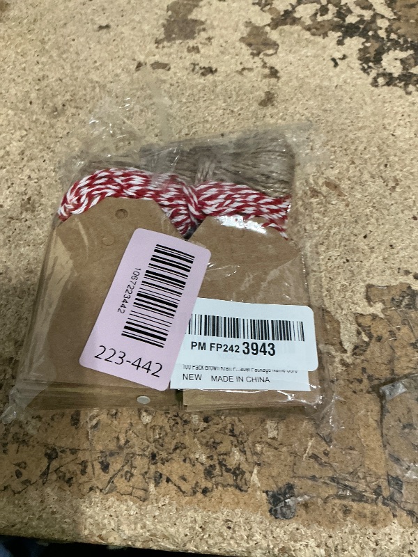 View 2 of 100 Pack Brown Kraft Paper Christmas Gift Tags? Xmas Brown Kraft Gift Tags with Jute Twine Baker Twine for DIY Xmas Holiday Present Wrap Stamp and Label Package Name Card