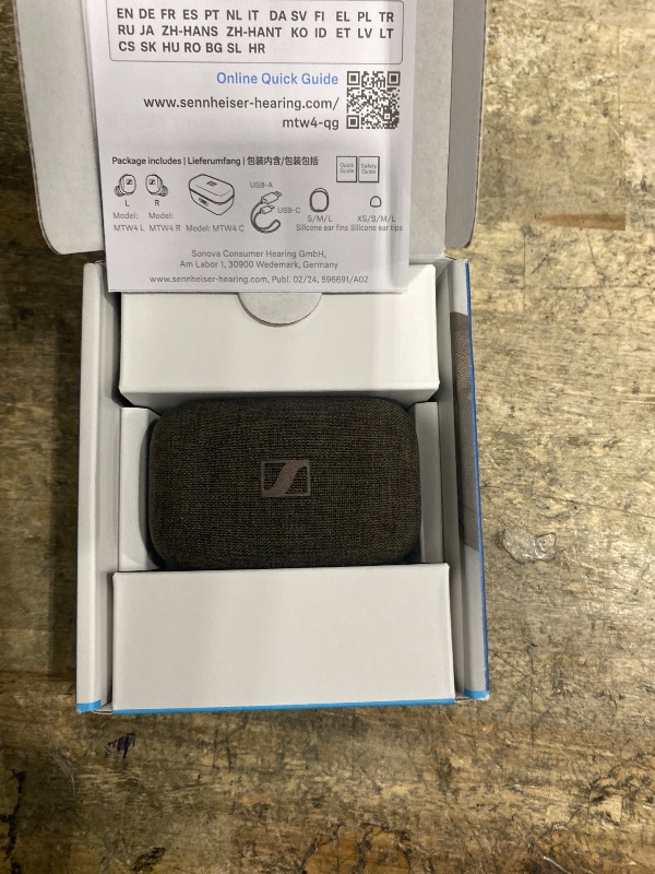 Photo 1 of **CHARGING PORT IS BROKEN** 
(WIRELESS CHARGING STATION DOES WORK)
Sennheiser Momentum True Wireless 4 Smart Earbuds with Bluetooth 5.4, Crystal-Clear Sound, Comfortable Design, 30-Hour Battery Life, Adaptive ANC, LE Audio and Auracast - Black Copper