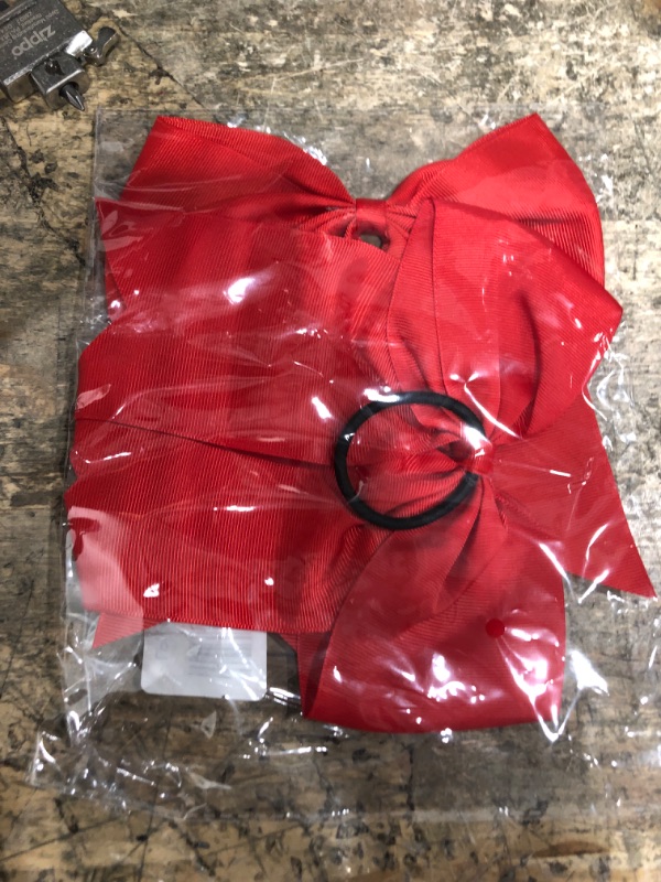 Photo 1 of 2 Packs Jumbo Cheerleading Bow 8 Inch Large Cheer Hair Bows with Ponytail Holder for Teen Girls Softball Outfit Uniform(Red)