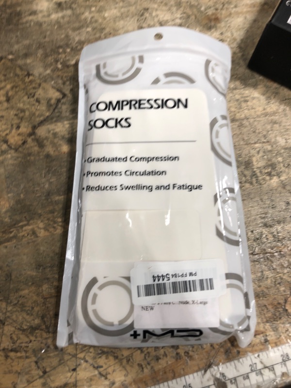 Photo 1 of +MD 2 Pairs Compression Socks for Women & Men Medical Grade 20-30 mmHg, Open-Toe knee High Stocking, Support for edema, Varicose Veins, Nude, X-Large