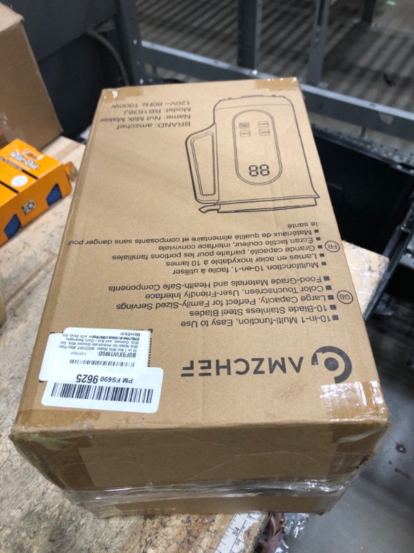 Photo 1 of 10 in 1 Nut Milk Maker, AMZCHEF 40oz Plant Milk Maker for Homemade Almond Milk, Soy Milk, Oatmeal, and Non-Dairy Beverages, BPA Free Almond Milk Maker with Delay Start, Keep Warm, Clean, Boiling