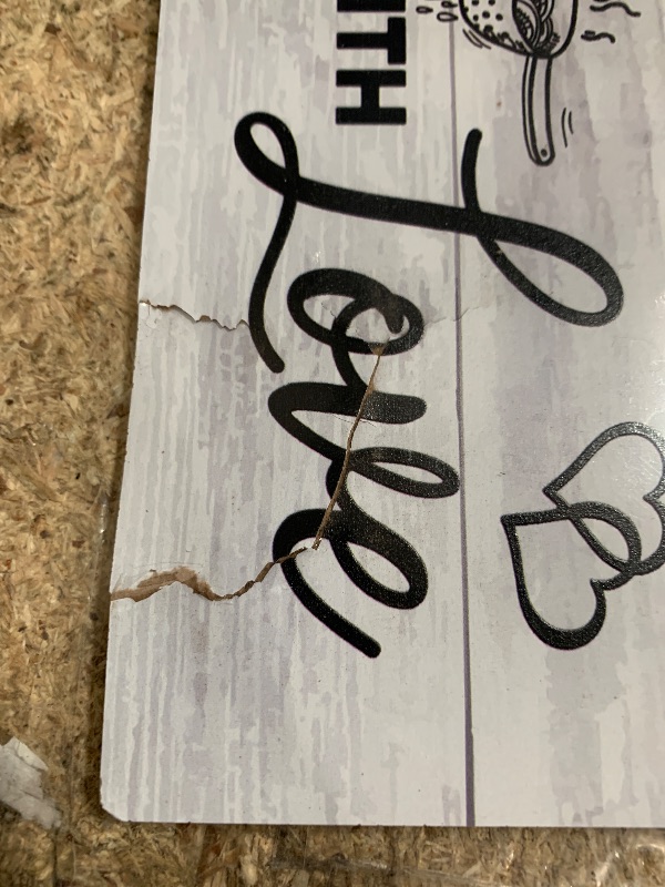 Photo 1 of ***DAMAGED***This Kitchen Is Seasoned With Love Sign, Funny Rustic Decor for Counter, Farmhouse Sign, Decoration for Wall, Counter (12" x 6" x 0.12" Inch)