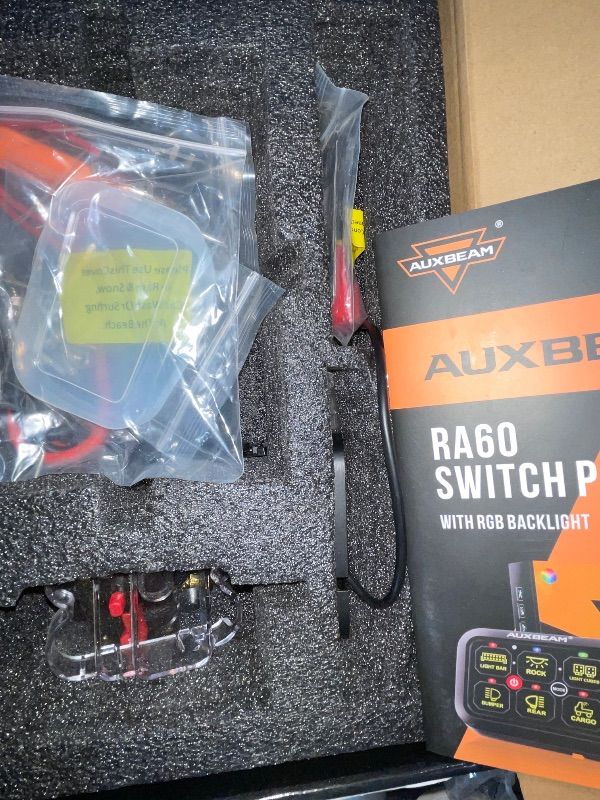Photo 1 of *SEE PHOTOS* Missing actual switch panel - accessories only * Auxbeam RGB 6 Gang Switch Panel RA60 Auto-Dimmable Switch Panel w/Momentary Toggle Pulsed Memory Function, 12-24V Switch Panel for Truck UTV Car Boat Waterproof, 2-Year Warranty