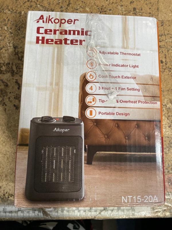 Photo 1 of ***(PARTS ONLY/ NON FUNCTIONAL)***Space Heater, 1500W Electric Heaters Indoor Portable with Thermostat, PTC Fast Heating Ceramic Room Small Heater with Heating and Fan Modes for Bedroom, Office and Indoor Use