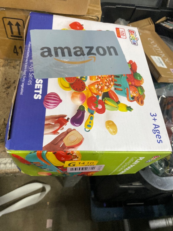 Photo 1 of 100 Pcs Play Food Set for Kids Kitchen, Pretend Food Toy for Toddlers Age 1-3, Plastics Cutting Fake Food/ Fruit/ Vegetable Accessories with 2 Baskets, Birthday Gifts for 2 3 4 5 Years Old Boys Girls