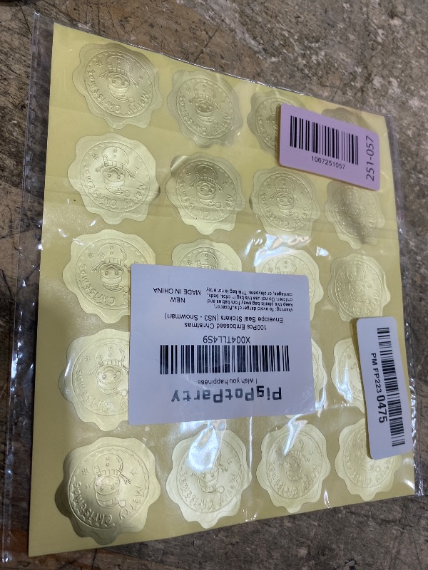Photo 1 of 100 PCS Merry Christmas Stickers for Envelopes, Gold Christmas Envelope Seals, Gold Foil Stickers for Wedding Invitations, Greeting Cards, Party Favors, Self-Adhesive (Snowman Style)