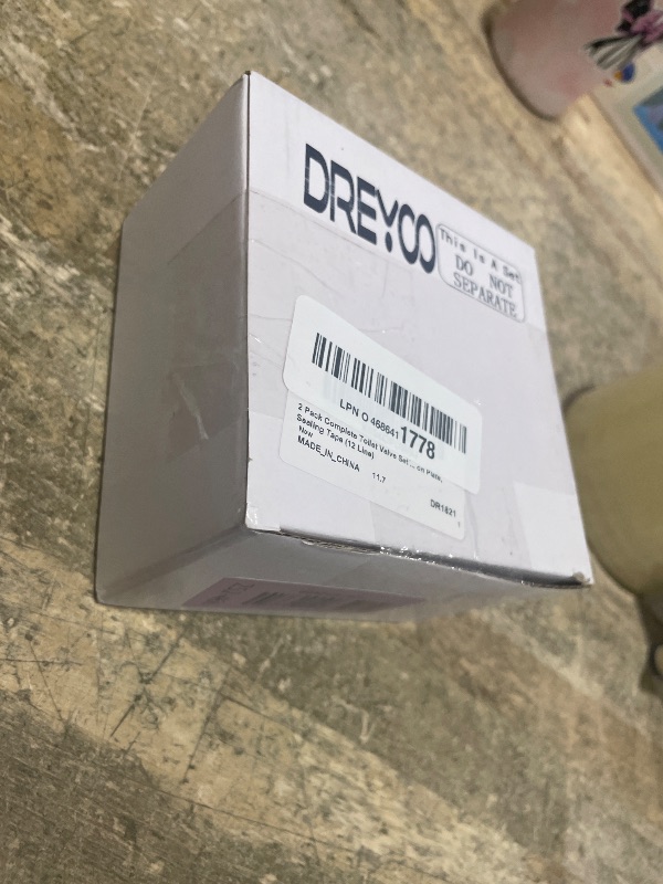 Photo 1 of 2 Pack Complete Toilet Valve Set, Includes 1/2 inch Nom Inlet x 3/8 Inch OD Compression Outlet Angle Shut Off, Stainless Steel Toilet Water Supply Line, Escutcheon Plate, Sealing Tape (12" Line)