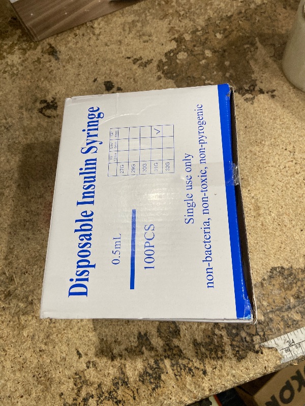 Photo 1 of 0.5ml/cc 31G 1/4 Inch Syringes, Scientific Lab Syringe, Individually Wrapped, Pack of 100