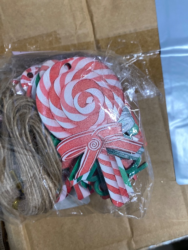 Photo 1 of 16Pcs Christmas Lollipop Ornaments, Colorful Mini Candy Cane Hanging Ornaments Polymer Clay Peppermint Pendants for Xmas Tree Party Home Decorations