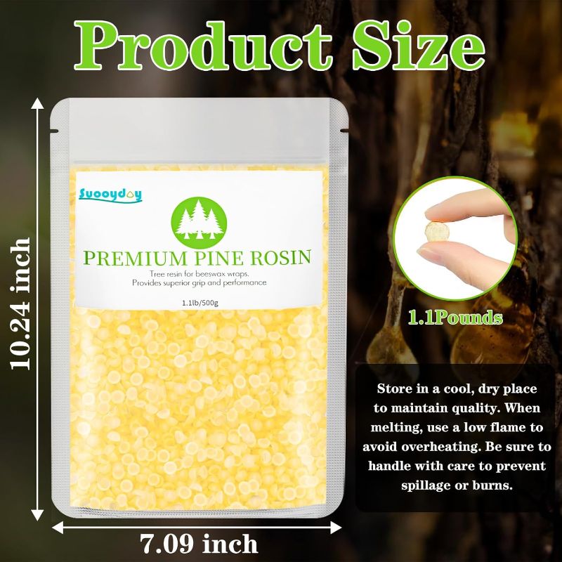 View 1 of 1.1 Pound Pine Resin Natural Pine Resin for Beeswax Wraps Food Grade Good Grip and Performance Ideal for Musicians Athletes Dancers and DIY Projects (1.1, Pounds)
