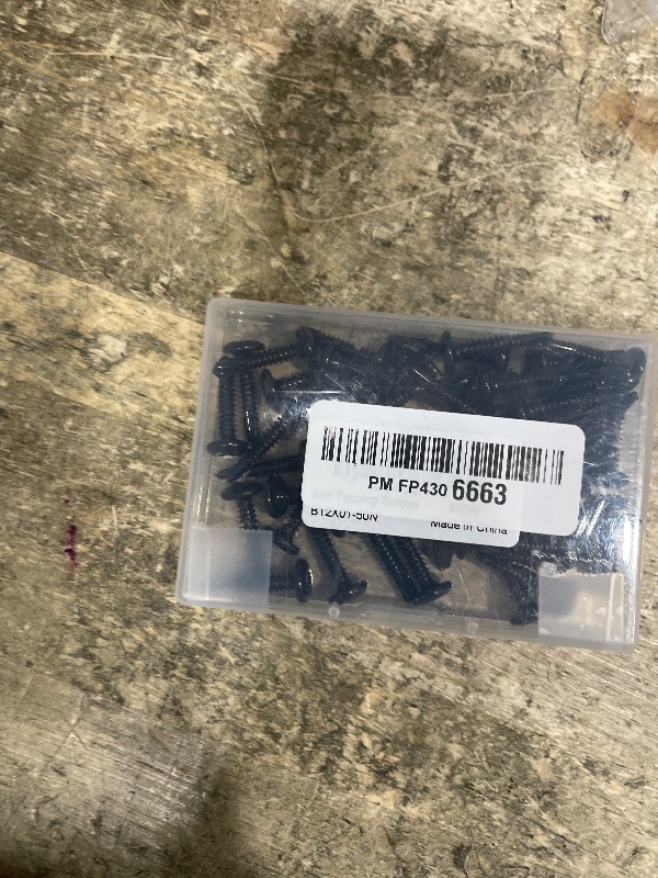 Photo 1 of #12 x 1 Hex Socket Self Tapping Screws, Stainless Steel 410 Sheet Metal Flat Head Drilling Screw, Black Oxide, Quantity 50