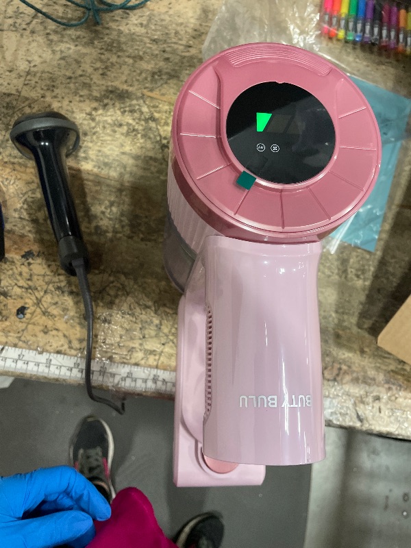 Photo 1 of **************Battery and charger missing**************
BUTY BULU Cordless Stick Vacuum Cleaner, 30KPa Handheld Rechargeable Battery Lightweight Small Pink Vac Electirc Broom, 40Mins Runtime for Home Hard Floor Carpet Pet Hair Cleaning, LED Screen