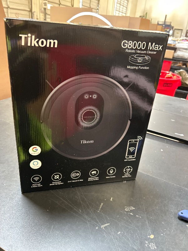 Photo 1 of Tikom Robot Vacuum and Mop Combo, 5000Pa Robotic Vacuum Cleaner, 150 Min Max, App & Remote Control, Ideal for Hard Floor, Carpet, Pet Hair, Self-Charge(G8000 Max)