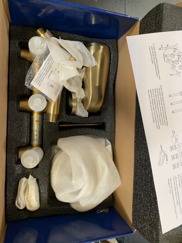 Photo 1 of 3 Handles Shower Faucet Set with Tub Spout Bathtub Shower Faucet Combo Set Shower System Complete Tub and Shower Trim Kit Brushed Gold
