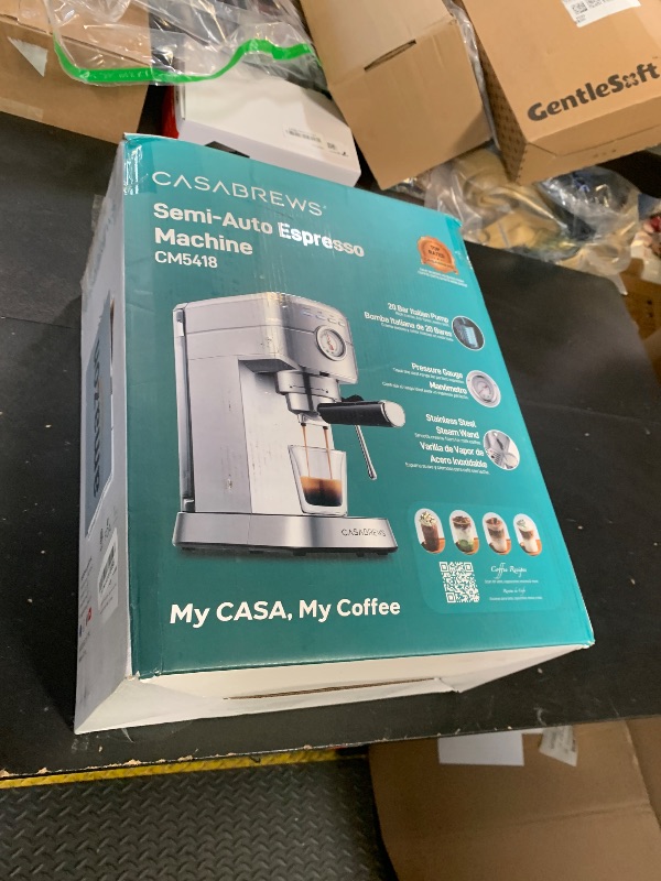 Photo 1 of CASABREWS CM5418 Espresso Machine 20 Bar, Compact Espresso Maker with Steam Milk Frother, Stainless Steel Coffee Machine with 34oz Removable Water Tank for Cappuccino, Small Latte Machine, Silver