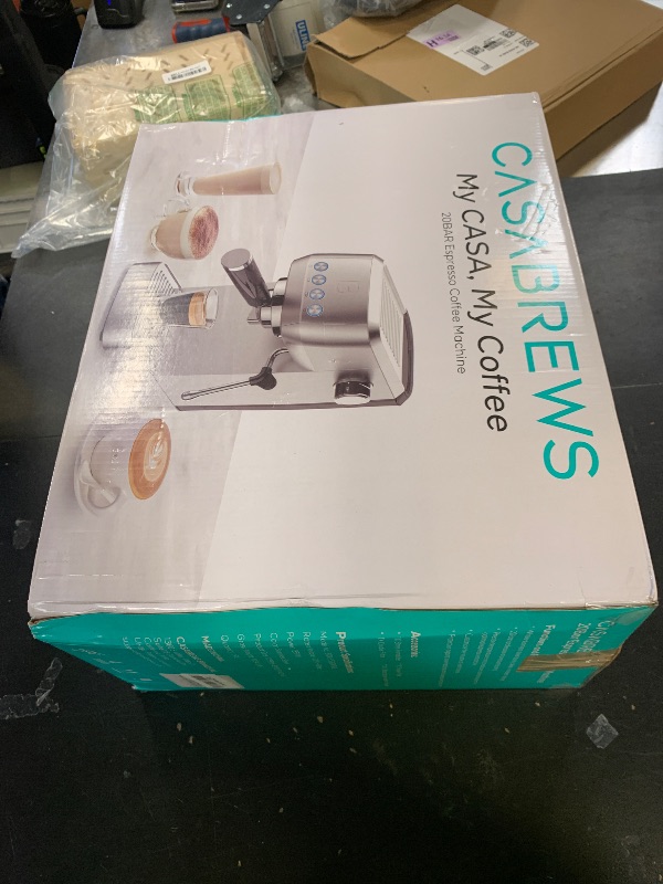 Photo 1 of CASABREWS 3700 Essential Espresso Machine 20 Bar, Stainless Steel Cappuccino & Latte Coffee Maker with Steam Frother for Home, 43.9oz Water Tank, Silver