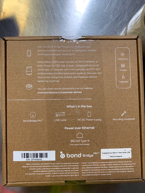 Photo 1 of BOND BRIDGE PRO | Add Wi-Fi to Motorized Shades | Ceiling Fans and Fireplaces| Ethernet port & PoE | Compatible with Alexa, Google Home and App