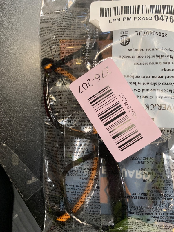 Photo 1 of KleenGuard™ Maverick Eye Protection, (49312), Clear Anti-Glare Lenses with Black Frame and Orange Tips,  1pc**
