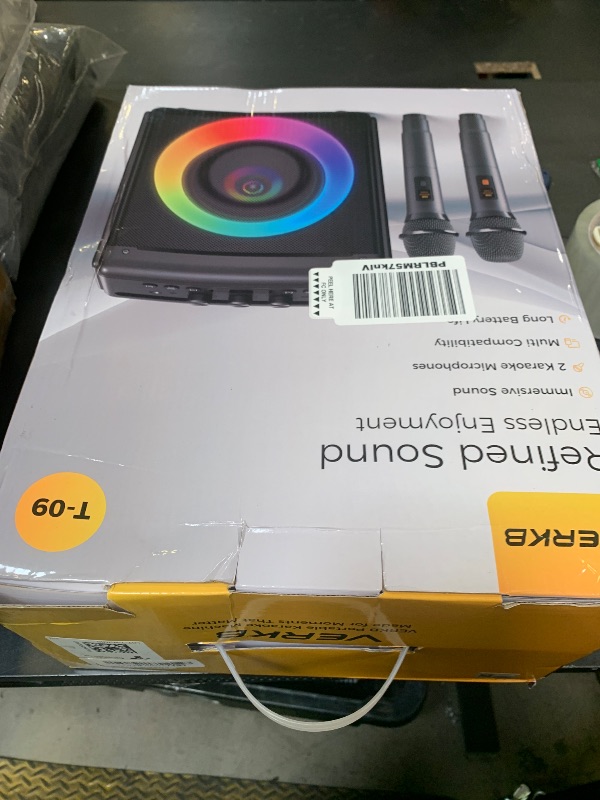Photo 1 of Karaoke Machine with 2 Wireless Rechargeable Microphones: Portable Bluetooth Speaker for Adults & Kids - PA System with Lights Supports TWS/TF Card/USB/AUX for Home Party