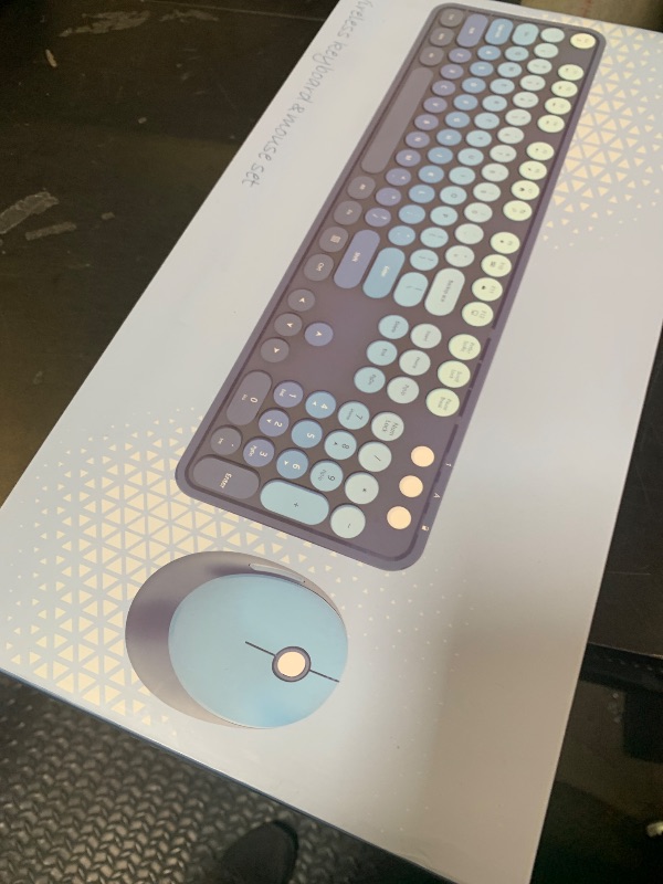 Photo 1 of Nowlike Wireless Keyboard and Mouse Combo, Retro Typewriter Keyboard with Round Keycaps, Full-Size Ergonomic, Blue, Ideal for Windows PC, Home, Office, and College, Wireless Keyboard Mouse Combo