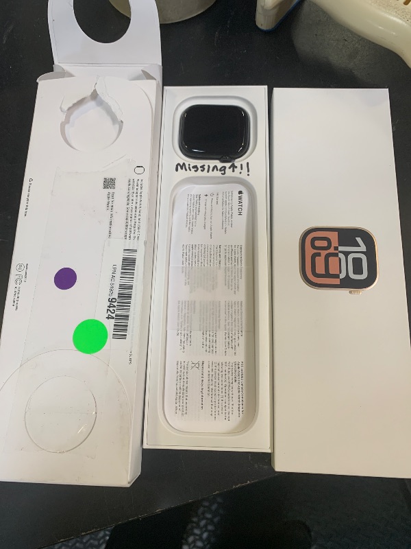 Photo 1 of Apple Watch Series 10 [GPS 46mm] with Jet Black Aluminium Case with Ink Sport Loop. Fitness Tracker, ECG App, Always-On Retina Display, Carbon Neutra (missing band)